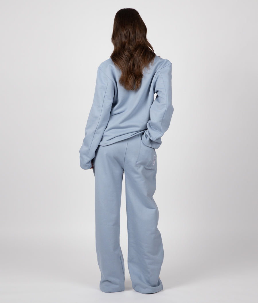 BLUE WIDE LEG SPILT SWEATPANTS