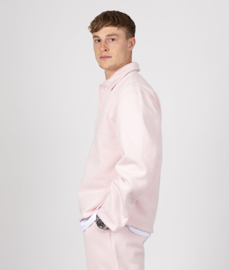 BABY PINK LONG SLEEVE COLLAR SWEATSHIRT