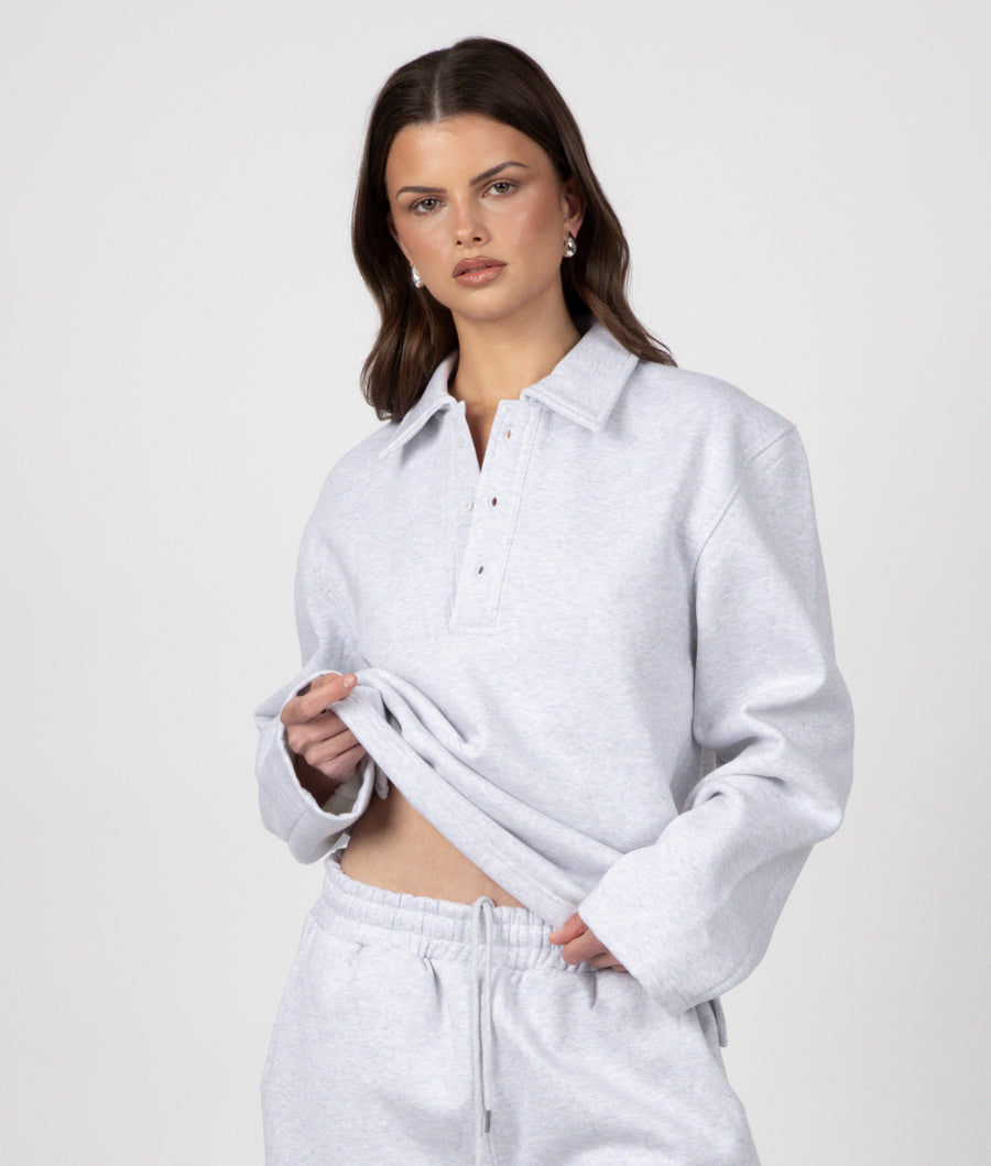 GREY LONG SLEEVE COLLAR SWEATSHIRT