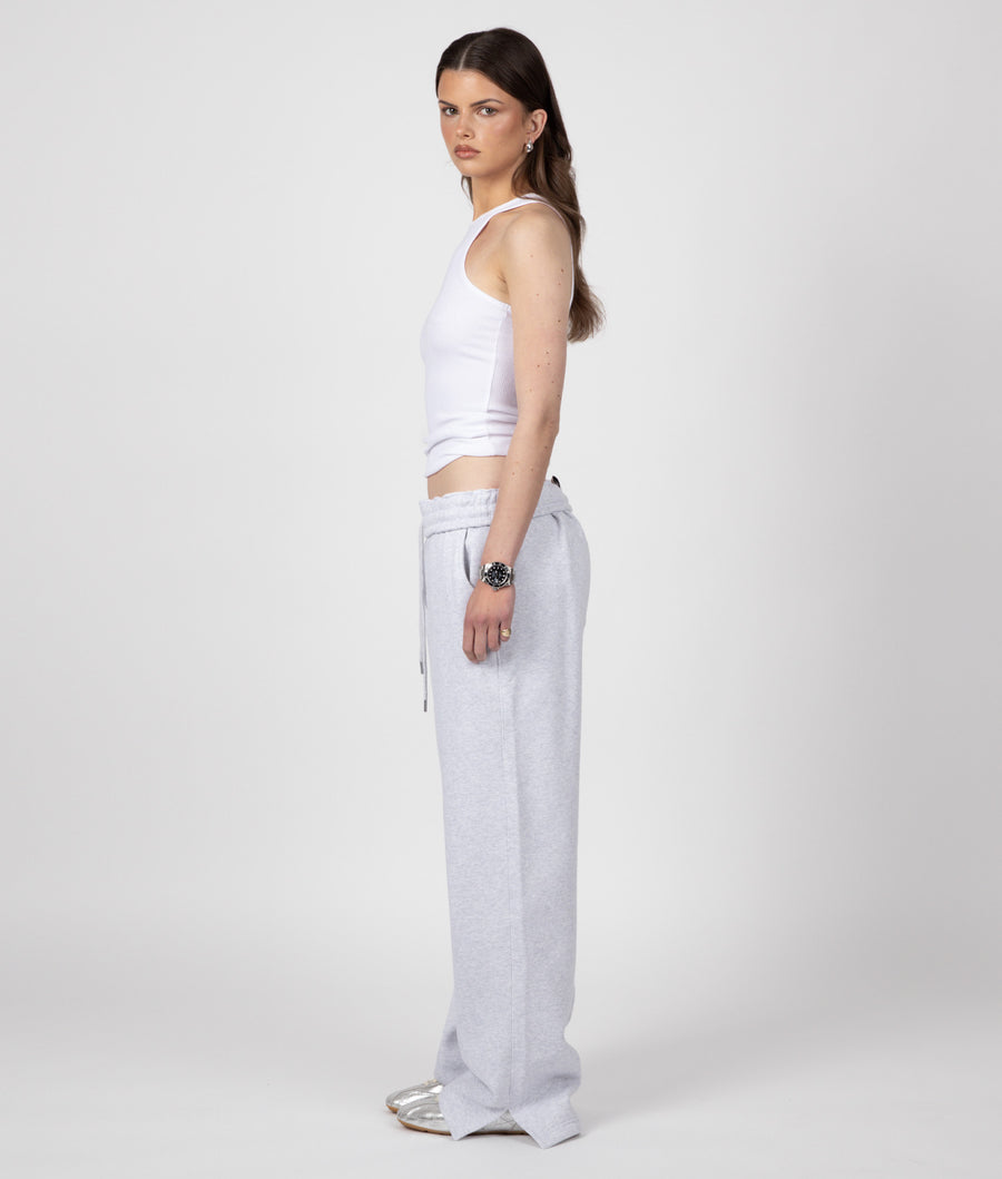 GREY WIDE LEG SPILT SWEATPANTS