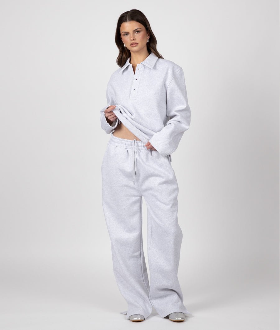 GREY WIDE LEG SPILT SWEATPANTS