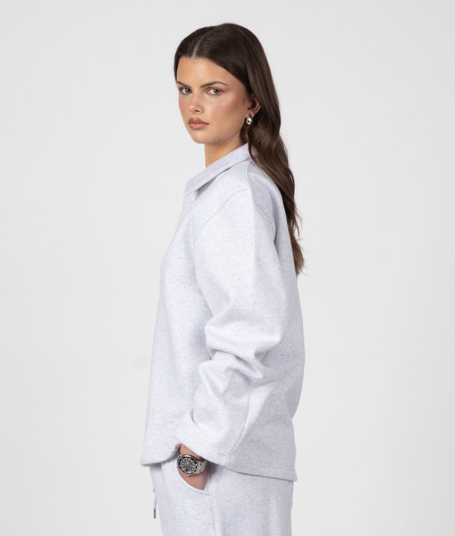 GREY LONG SLEEVE COLLAR SWEATSHIRT