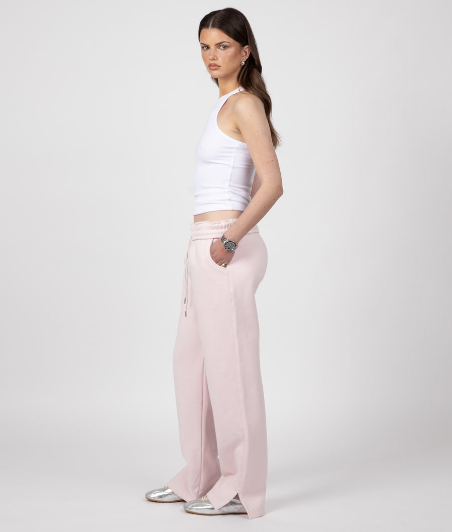 BABY PINK WIDE LEG SPILT SWEATPANTS