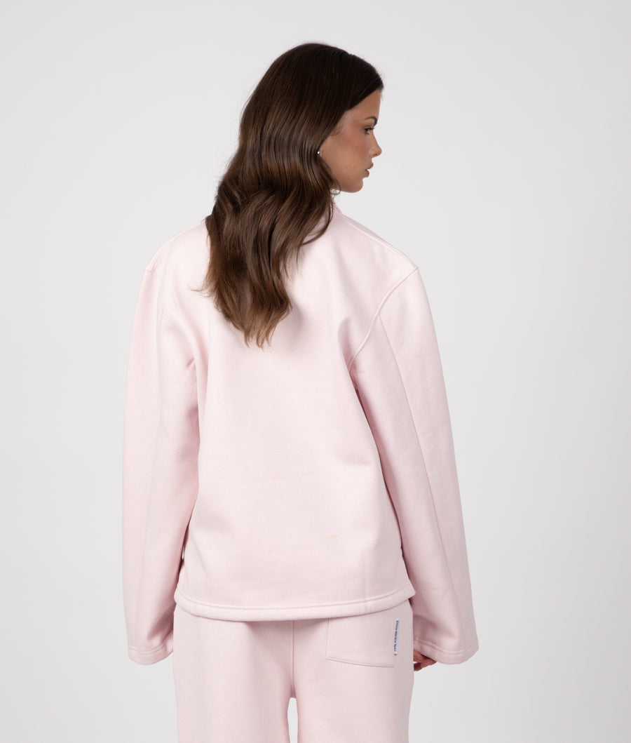 BABY PINK LONG SLEEVE COLLAR SWEATSHIRT