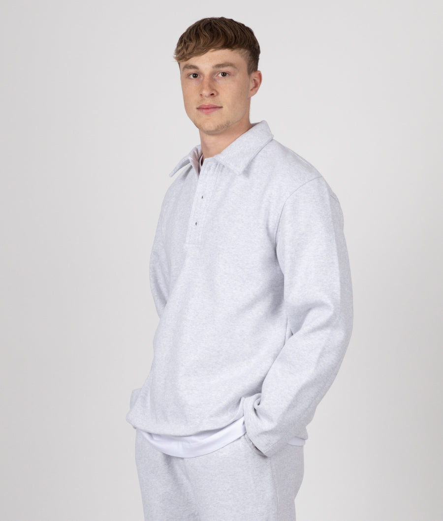 GREY LONG SLEEVE COLLAR SWEATSHIRT