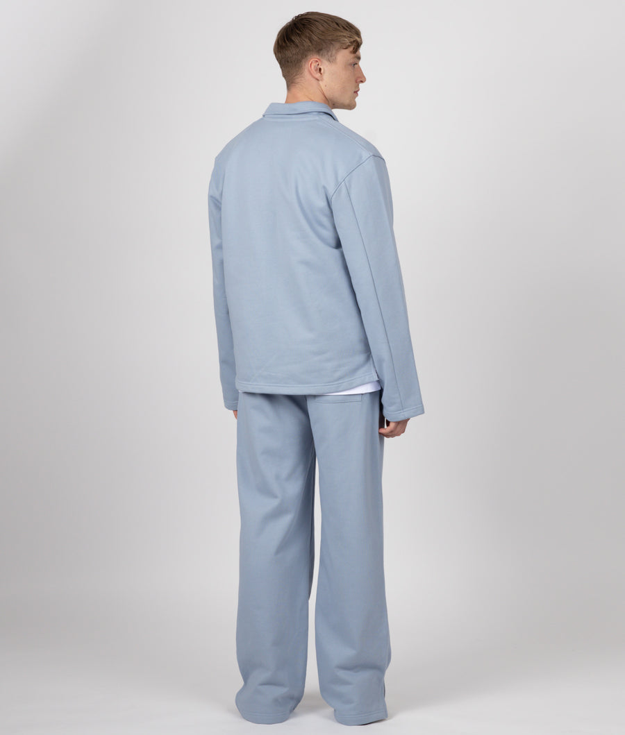BLUE LONG SLEEVE COLLAR SWEATSHIRT