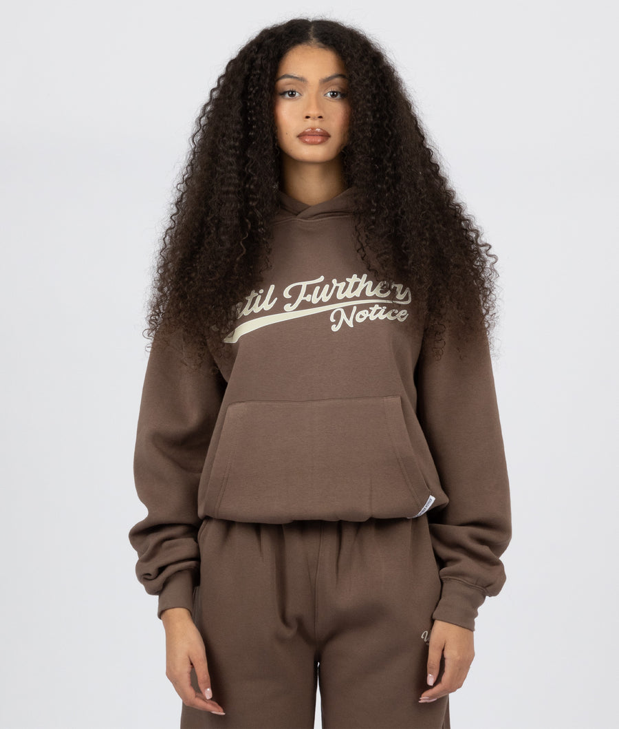 CHOCOLATE SCRIPT HOODIE