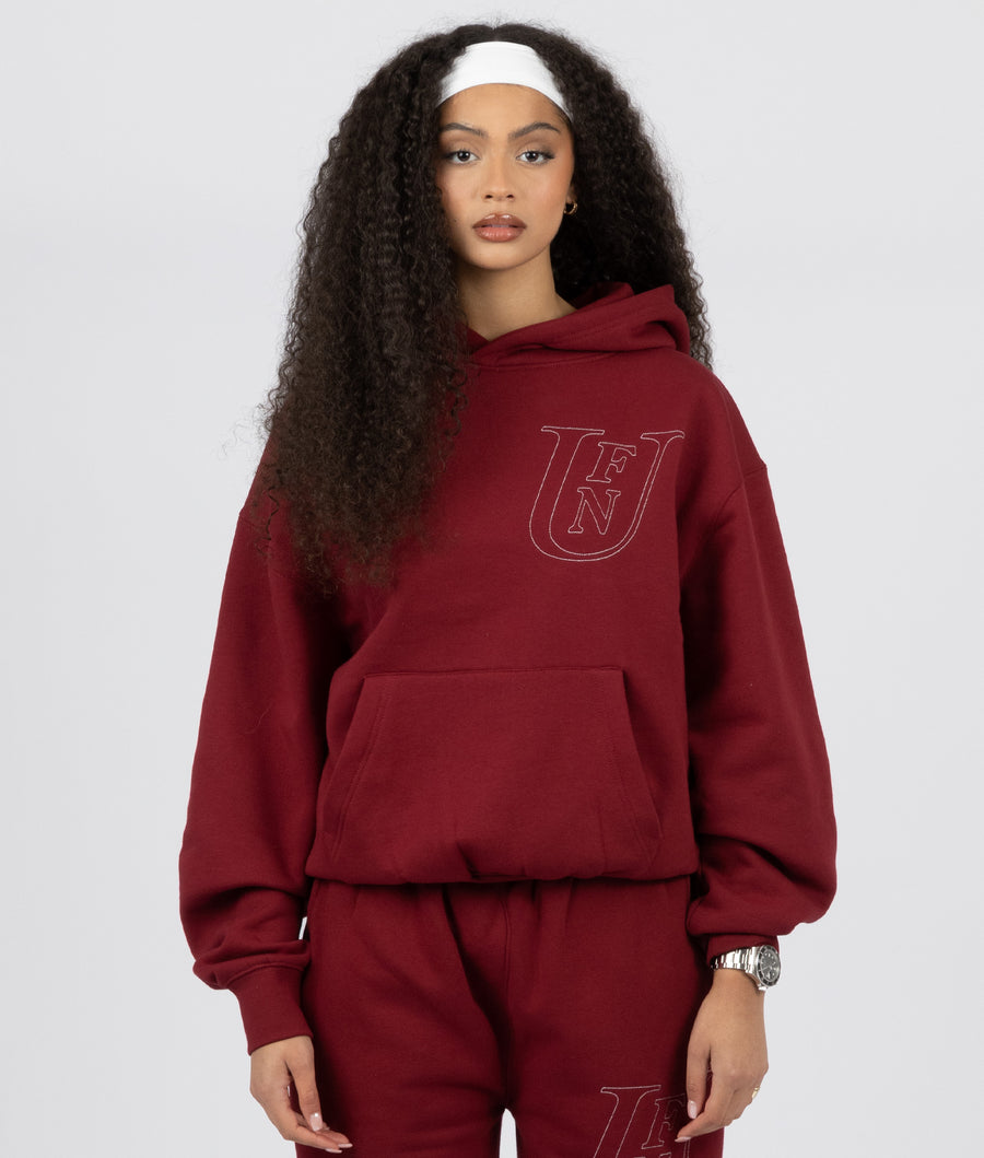 BURGUNDY EMBROIDERED HOODIE