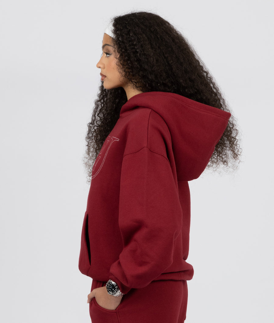 BURGUNDY EMBROIDERED HOODIE