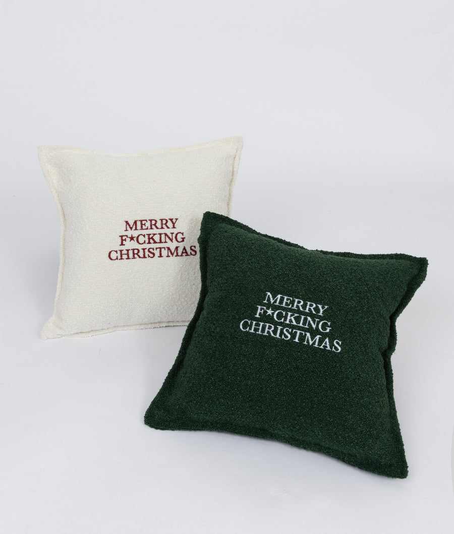 "MERRY F*CKING CHRISTMAS" BOUCLE CUSHION