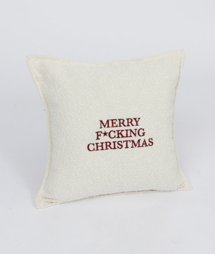 "MERRY F*CKING CHRISTMAS" BOUCLE CUSHION