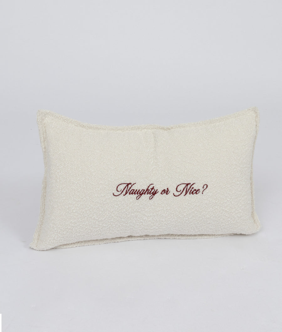 "NAUGHTY OR NICE?" BOUCLE CUSHION